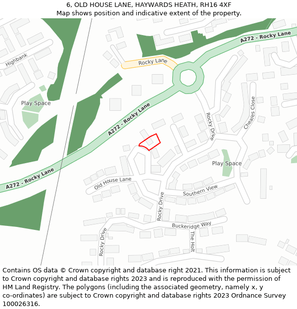 6, OLD HOUSE LANE, HAYWARDS HEATH, RH16 4XF: Location map and indicative extent of plot