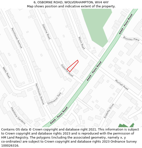 6, OSBORNE ROAD, WOLVERHAMPTON, WV4 4AY: Location map and indicative extent of plot