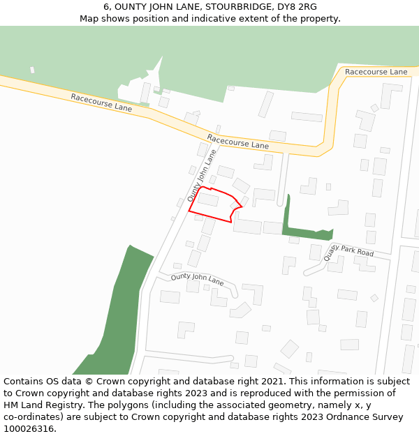 6, OUNTY JOHN LANE, STOURBRIDGE, DY8 2RG: Location map and indicative extent of plot