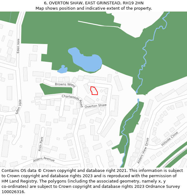 6, OVERTON SHAW, EAST GRINSTEAD, RH19 2HN: Location map and indicative extent of plot