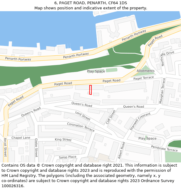 6, PAGET ROAD, PENARTH, CF64 1DS: Location map and indicative extent of plot