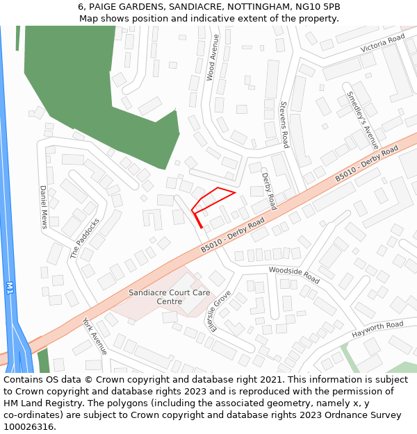 6, PAIGE GARDENS, SANDIACRE, NOTTINGHAM, NG10 5PB: Location map and indicative extent of plot