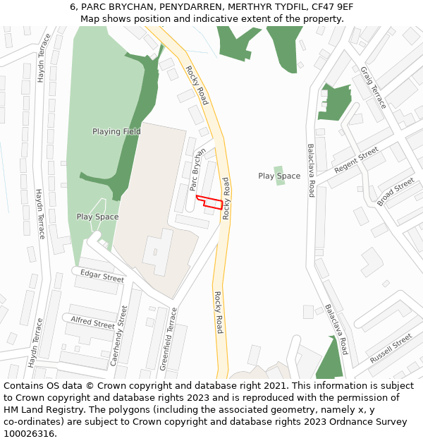 6, PARC BRYCHAN, PENYDARREN, MERTHYR TYDFIL, CF47 9EF: Location map and indicative extent of plot