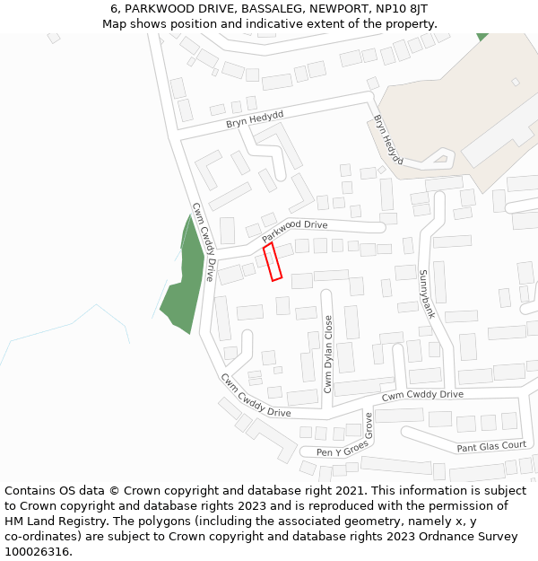 6, PARKWOOD DRIVE, BASSALEG, NEWPORT, NP10 8JT: Location map and indicative extent of plot