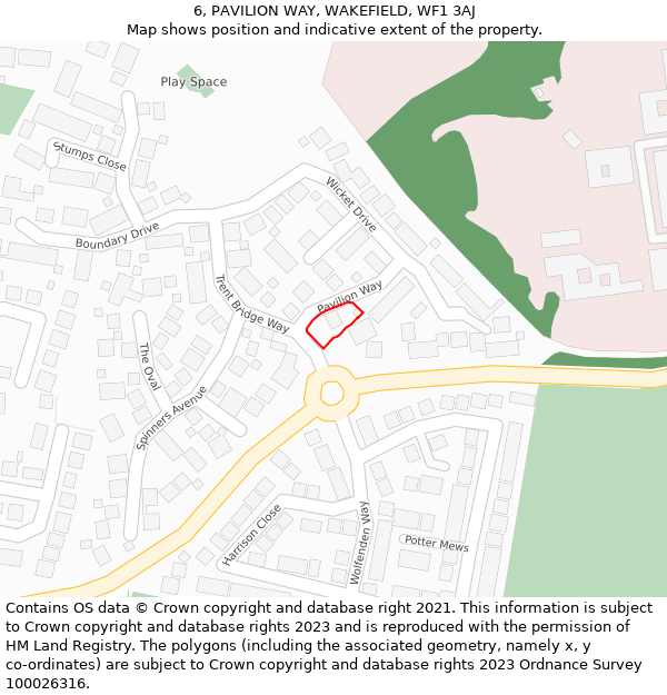 6, PAVILION WAY, WAKEFIELD, WF1 3AJ: Location map and indicative extent of plot