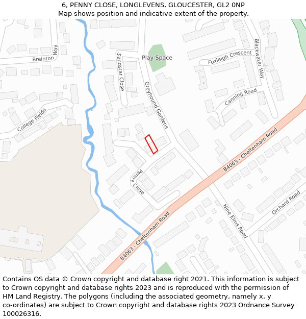 6, PENNY CLOSE, LONGLEVENS, GLOUCESTER, GL2 0NP: Location map and indicative extent of plot