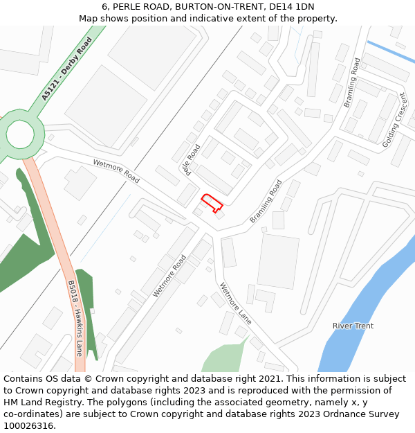 6, PERLE ROAD, BURTON-ON-TRENT, DE14 1DN: Location map and indicative extent of plot