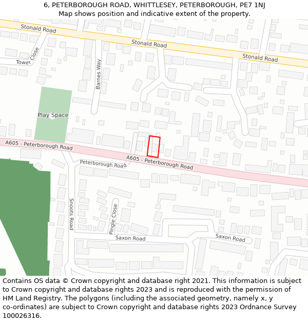 6, PETERBOROUGH ROAD, WHITTLESEY, PETERBOROUGH, PE7 1NJ: Location map and indicative extent of plot