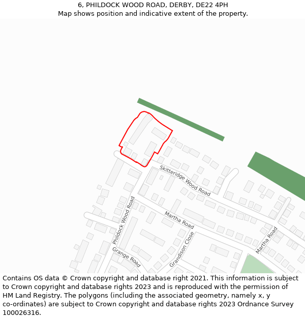 6, PHILDOCK WOOD ROAD, DERBY, DE22 4PH: Location map and indicative extent of plot