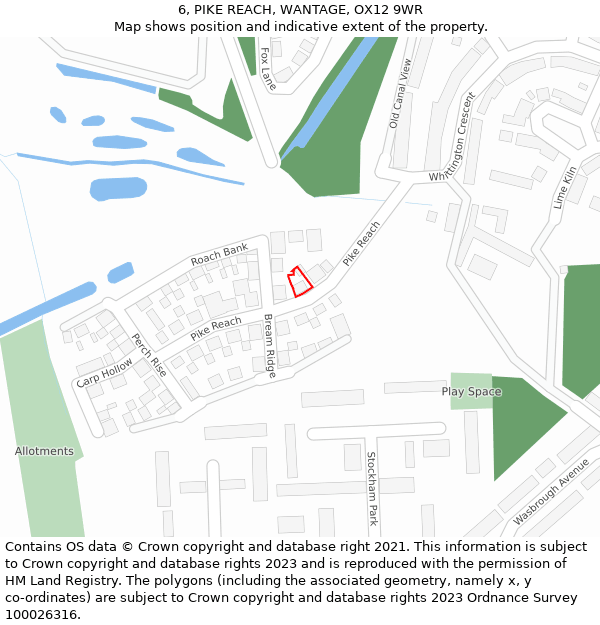 6, PIKE REACH, WANTAGE, OX12 9WR: Location map and indicative extent of plot