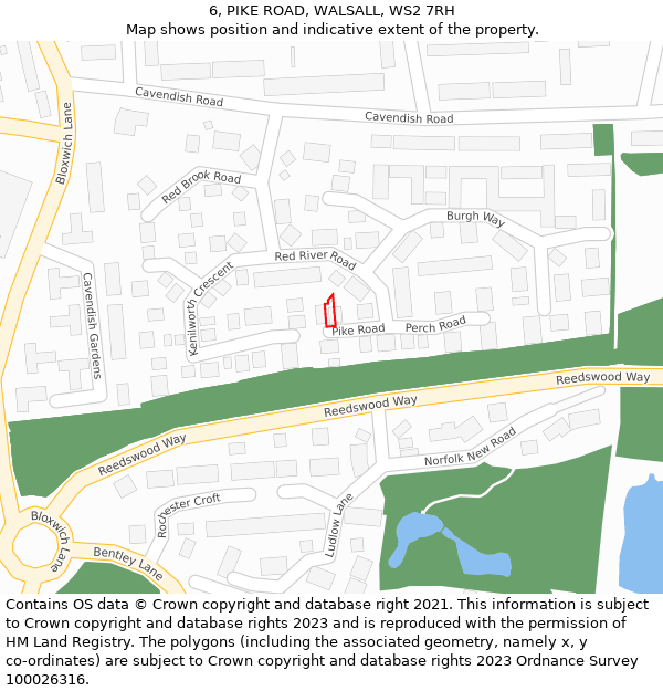 6, PIKE ROAD, WALSALL, WS2 7RH: Location map and indicative extent of plot