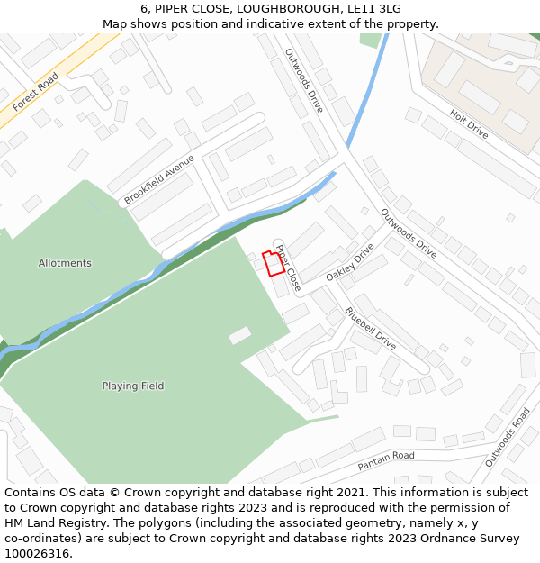6, PIPER CLOSE, LOUGHBOROUGH, LE11 3LG: Location map and indicative extent of plot