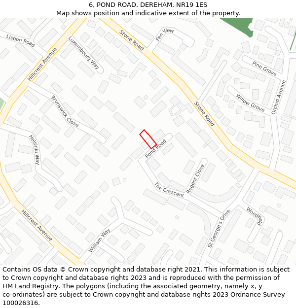 6, POND ROAD, DEREHAM, NR19 1ES: Location map and indicative extent of plot
