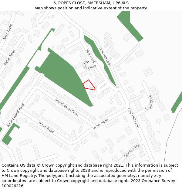 6, POPES CLOSE, AMERSHAM, HP6 6LS: Location map and indicative extent of plot