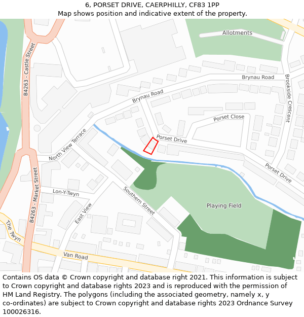 6, PORSET DRIVE, CAERPHILLY, CF83 1PP: Location map and indicative extent of plot