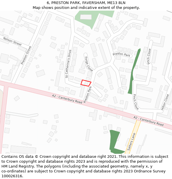 6, PRESTON PARK, FAVERSHAM, ME13 8LN: Location map and indicative extent of plot