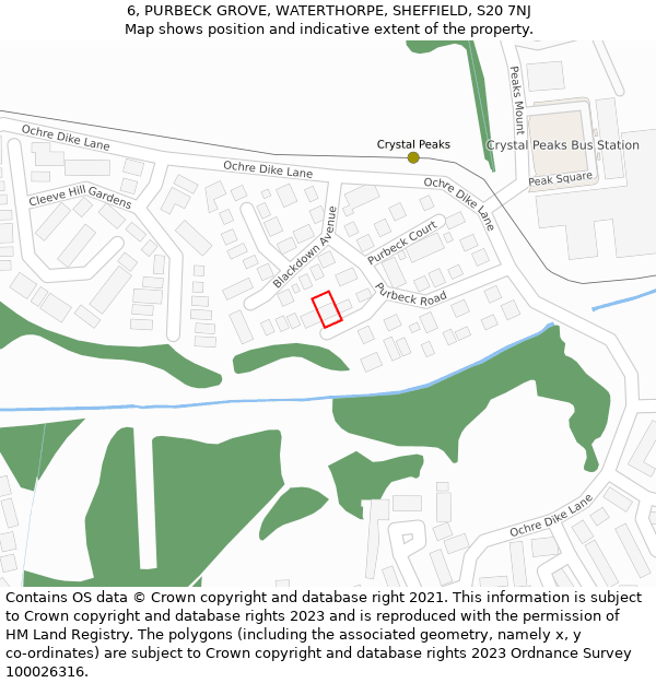 6, PURBECK GROVE, WATERTHORPE, SHEFFIELD, S20 7NJ: Location map and indicative extent of plot