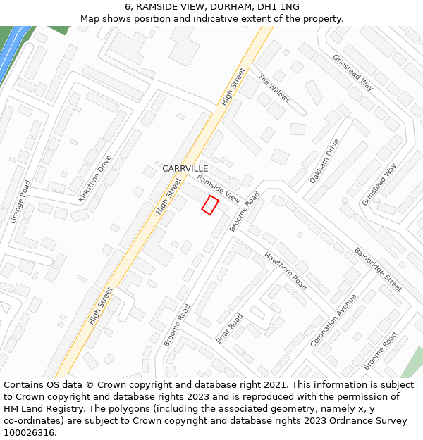 6, RAMSIDE VIEW, DURHAM, DH1 1NG: Location map and indicative extent of plot