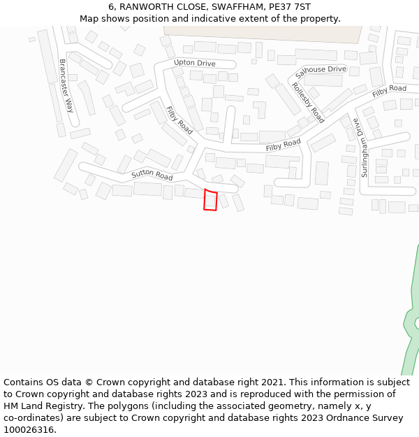 6, RANWORTH CLOSE, SWAFFHAM, PE37 7ST: Location map and indicative extent of plot
