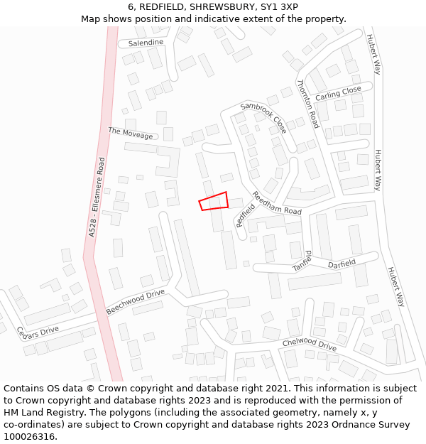 6, REDFIELD, SHREWSBURY, SY1 3XP: Location map and indicative extent of plot