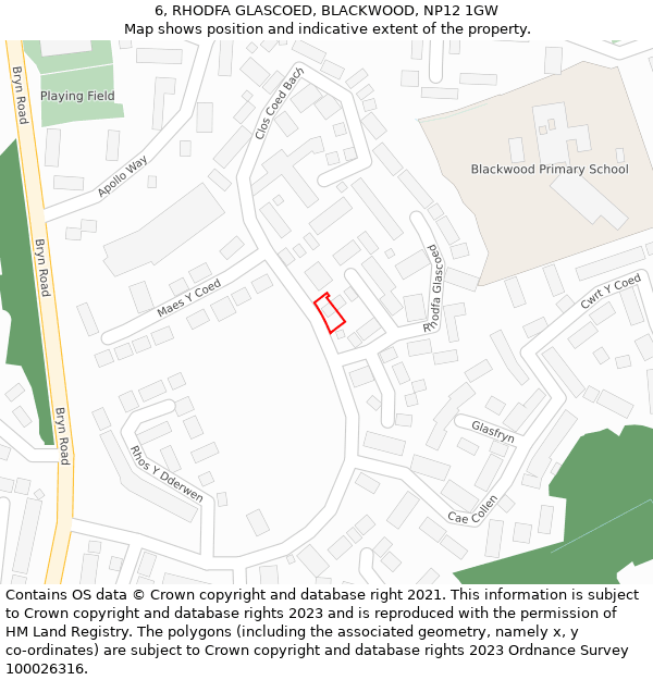 6, RHODFA GLASCOED, BLACKWOOD, NP12 1GW: Location map and indicative extent of plot