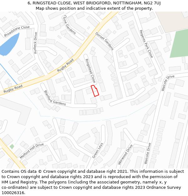 6, RINGSTEAD CLOSE, WEST BRIDGFORD, NOTTINGHAM, NG2 7UJ: Location map and indicative extent of plot