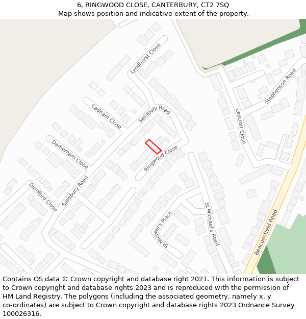 6, RINGWOOD CLOSE, CANTERBURY, CT2 7SQ: Location map and indicative extent of plot