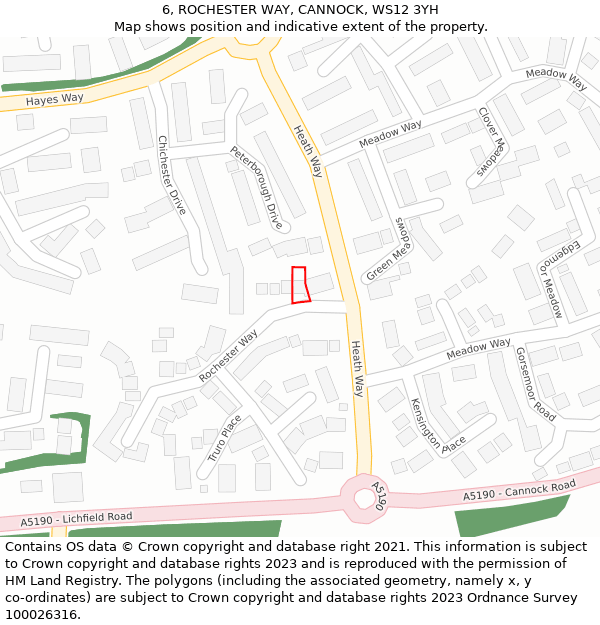 6, ROCHESTER WAY, CANNOCK, WS12 3YH: Location map and indicative extent of plot