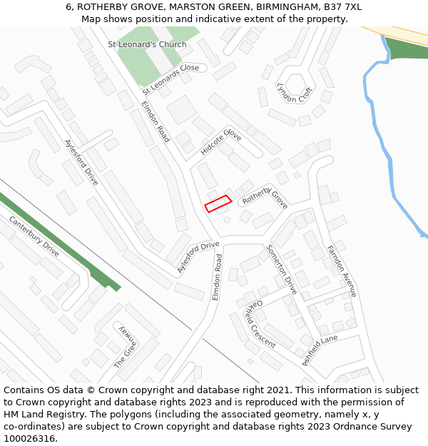 6, ROTHERBY GROVE, MARSTON GREEN, BIRMINGHAM, B37 7XL: Location map and indicative extent of plot