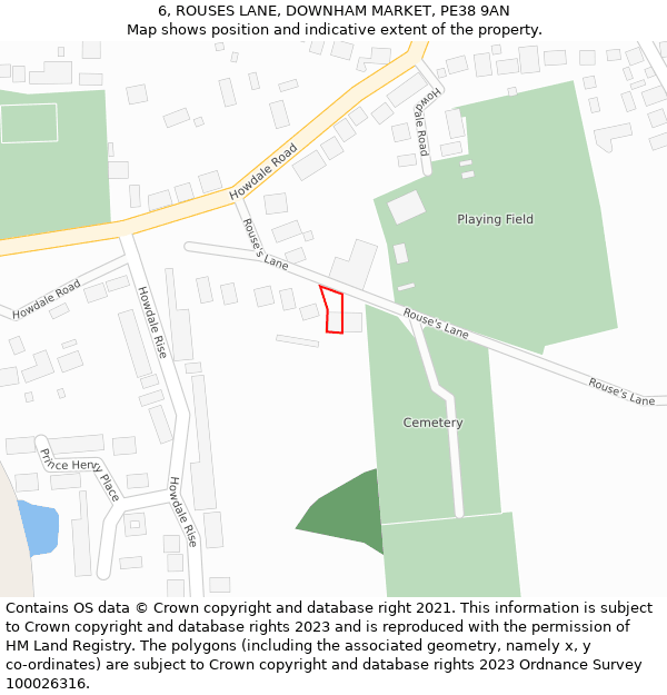 6, ROUSES LANE, DOWNHAM MARKET, PE38 9AN: Location map and indicative extent of plot