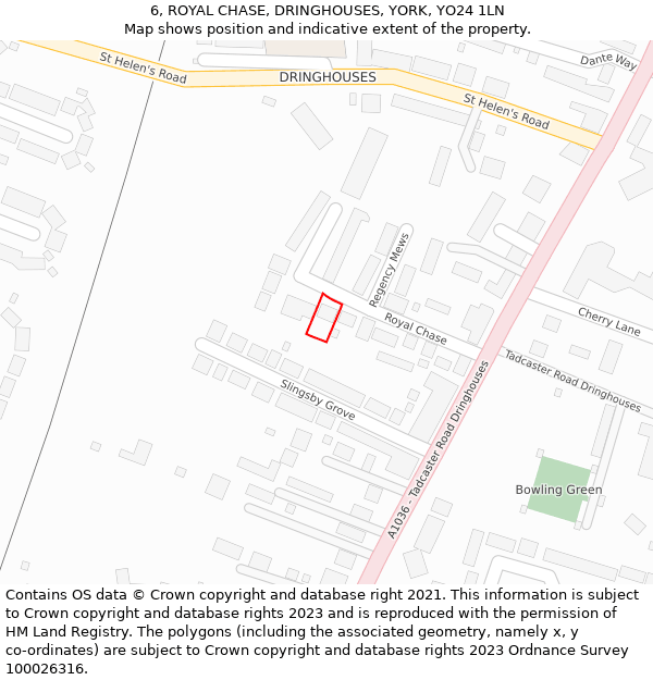 6, ROYAL CHASE, DRINGHOUSES, YORK, YO24 1LN: Location map and indicative extent of plot