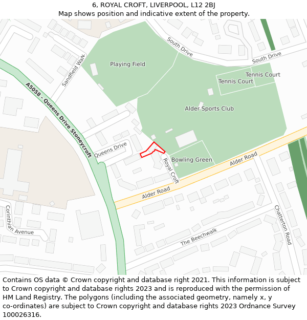 6, ROYAL CROFT, LIVERPOOL, L12 2BJ: Location map and indicative extent of plot