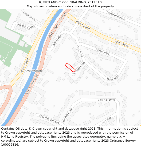 6, RUTLAND CLOSE, SPALDING, PE11 1UY: Location map and indicative extent of plot