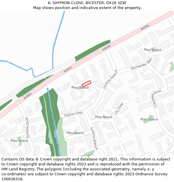 6, SAFFRON CLOSE, BICESTER, OX26 3ZW: Location map and indicative extent of plot