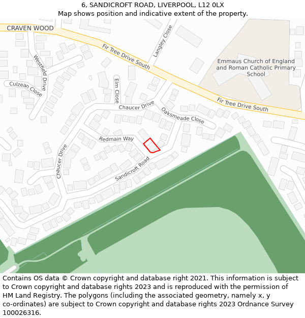 6, SANDICROFT ROAD, LIVERPOOL, L12 0LX: Location map and indicative extent of plot