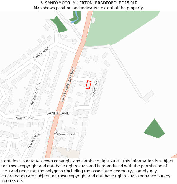 6, SANDYMOOR, ALLERTON, BRADFORD, BD15 9LF: Location map and indicative extent of plot