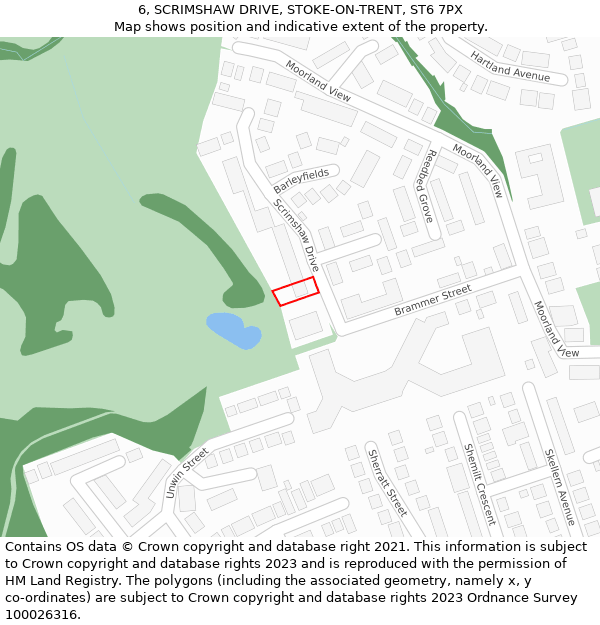 6, SCRIMSHAW DRIVE, STOKE-ON-TRENT, ST6 7PX: Location map and indicative extent of plot