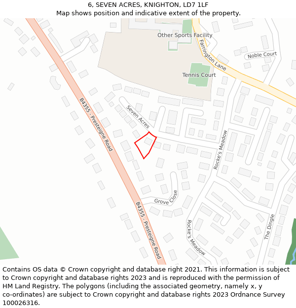 6, SEVEN ACRES, KNIGHTON, LD7 1LF: Location map and indicative extent of plot