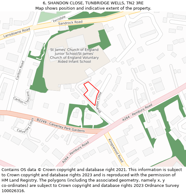 6, SHANDON CLOSE, TUNBRIDGE WELLS, TN2 3RE: Location map and indicative extent of plot