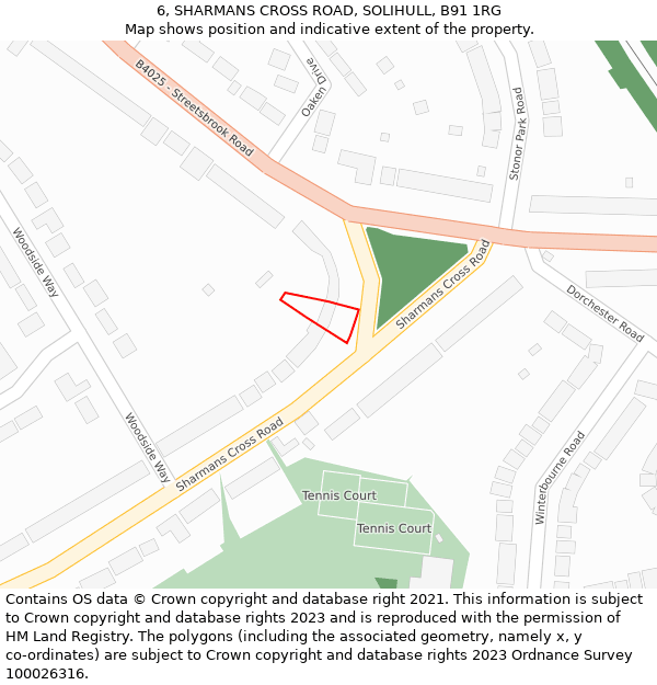 6, SHARMANS CROSS ROAD, SOLIHULL, B91 1RG: Location map and indicative extent of plot