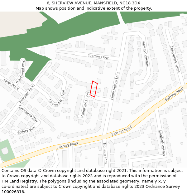 6, SHERVIEW AVENUE, MANSFIELD, NG18 3DX: Location map and indicative extent of plot