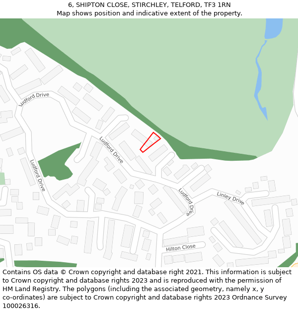 6, SHIPTON CLOSE, STIRCHLEY, TELFORD, TF3 1RN: Location map and indicative extent of plot