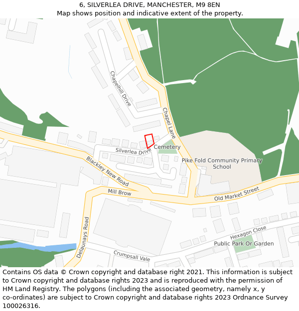 6, SILVERLEA DRIVE, MANCHESTER, M9 8EN: Location map and indicative extent of plot