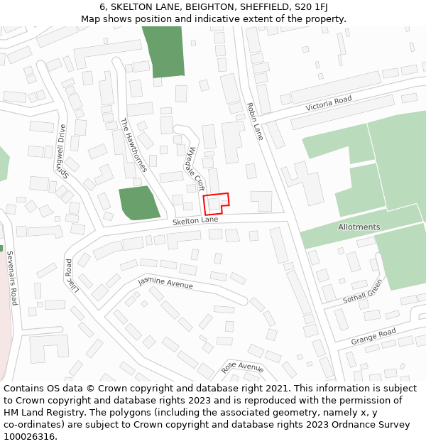 6, SKELTON LANE, BEIGHTON, SHEFFIELD, S20 1FJ: Location map and indicative extent of plot