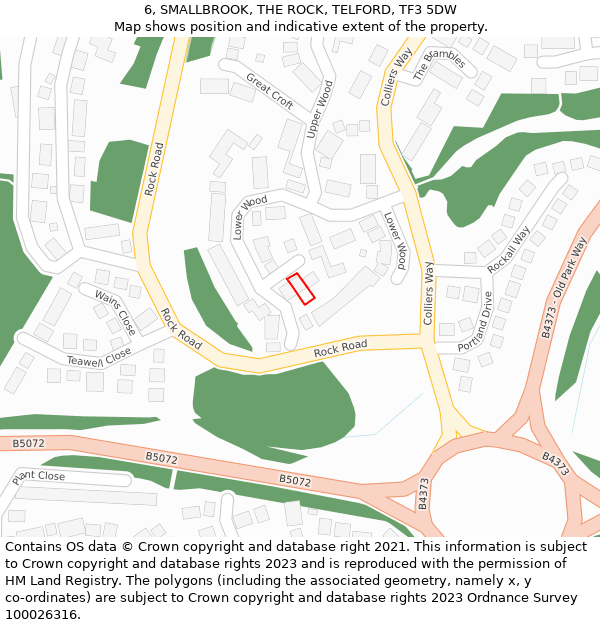 6, SMALLBROOK, THE ROCK, TELFORD, TF3 5DW: Location map and indicative extent of plot