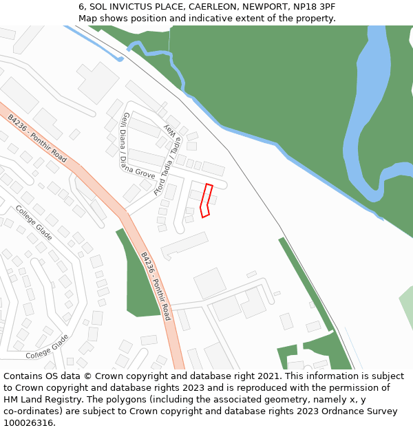 6, SOL INVICTUS PLACE, CAERLEON, NEWPORT, NP18 3PF: Location map and indicative extent of plot