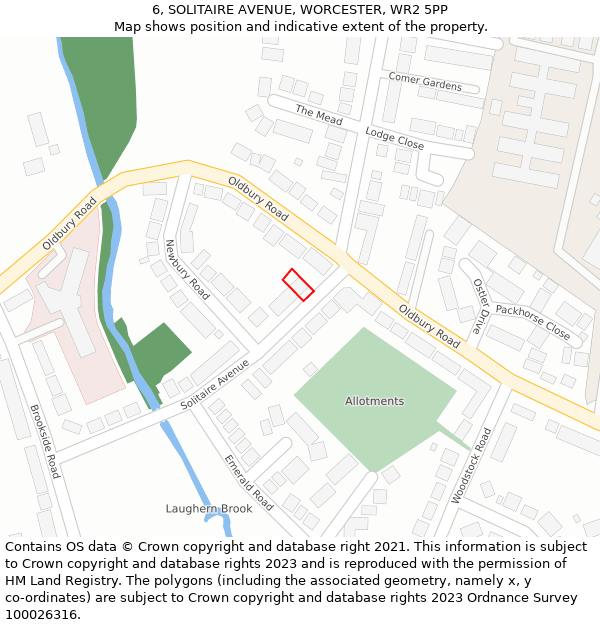 6, SOLITAIRE AVENUE, WORCESTER, WR2 5PP: Location map and indicative extent of plot