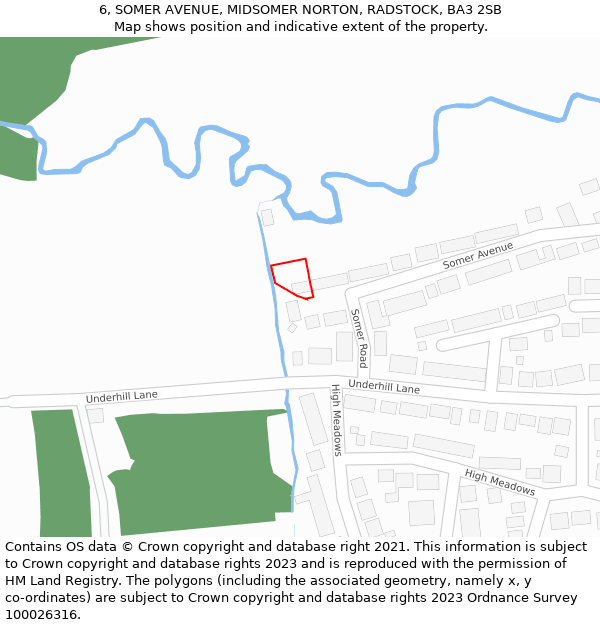 6, SOMER AVENUE, MIDSOMER NORTON, RADSTOCK, BA3 2SB: Location map and indicative extent of plot