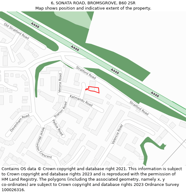 6, SONATA ROAD, BROMSGROVE, B60 2SR: Location map and indicative extent of plot