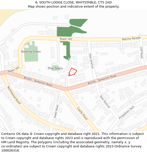 6, SOUTH LODGE CLOSE, WHITSTABLE, CT5 2AD: Location map and indicative extent of plot